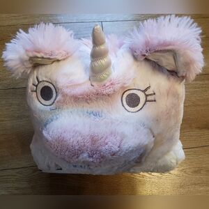 NEW Unicorn Cozy Critter Wrap Reversible Sherpa Blanket with Pockets